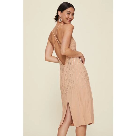 Elegant Peach Embellished Dress - Picture 9 of 11